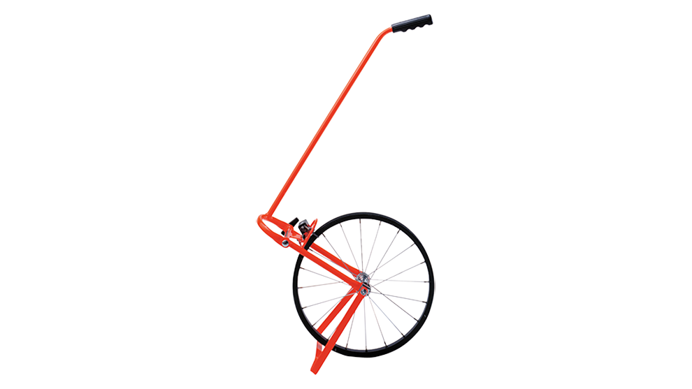 Un dispositivo de medición Bosch Professional rojo con una gran rueda.