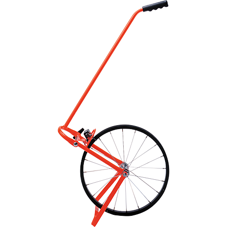 An orange Bosch Professional line laser with large wheels.