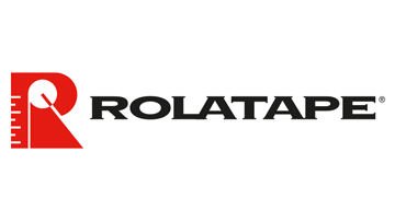 Logo of Rolatape, red and black, with scale in the background.