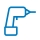 A blue icon of a cordless screwdriver with a short drill bit, on a white background.