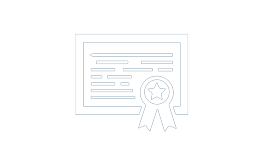 A blue background with a certificate and an honor badge.