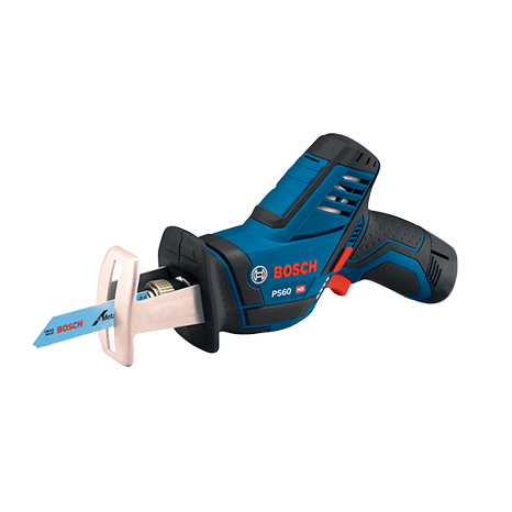 Une scie sabre Bosch Professional bleue avec une lame de scie.