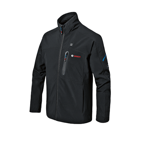 Veste noire Bosch Professional avec fermeture éclair et poches latérales.