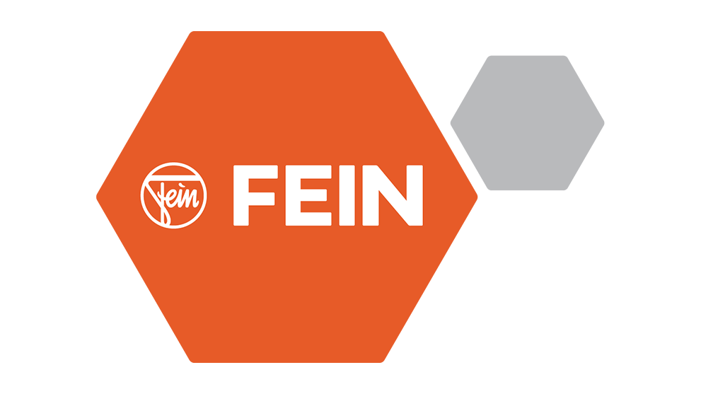Fein logo on orange background, graphically designed.