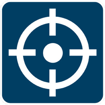 Un símbolo de objetivo azul sobre un fondo azul oscuro.