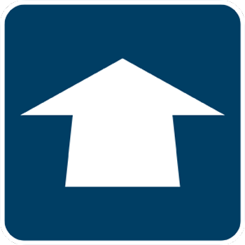 Una flecha blanca apunta hacia arriba sobre un fondo azul.