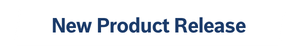 A banner with the text "New Product Release" in blue letters on a white background.