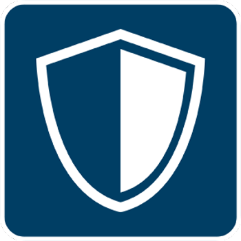 Una señal azul con un símbolo blanco sobre un fondo oscuro.