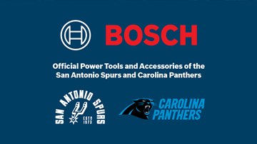 Bosch logo with text: "Official tools of the Spurs and Panthers".