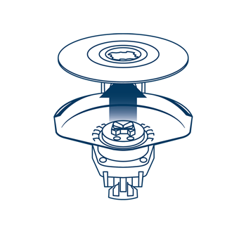 Dibujo técnico de un fresador Bosch Professional con accesorios.