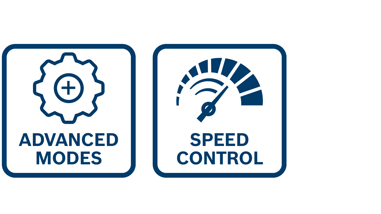 Three symbols for Bosch Professional: Advanced Modes and Speed Control.