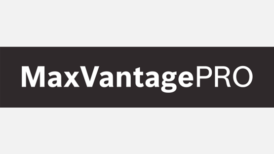 Logo of MaxVantagePRO on a black background.
