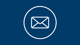 Symbol of a white envelope on a dark blue background.