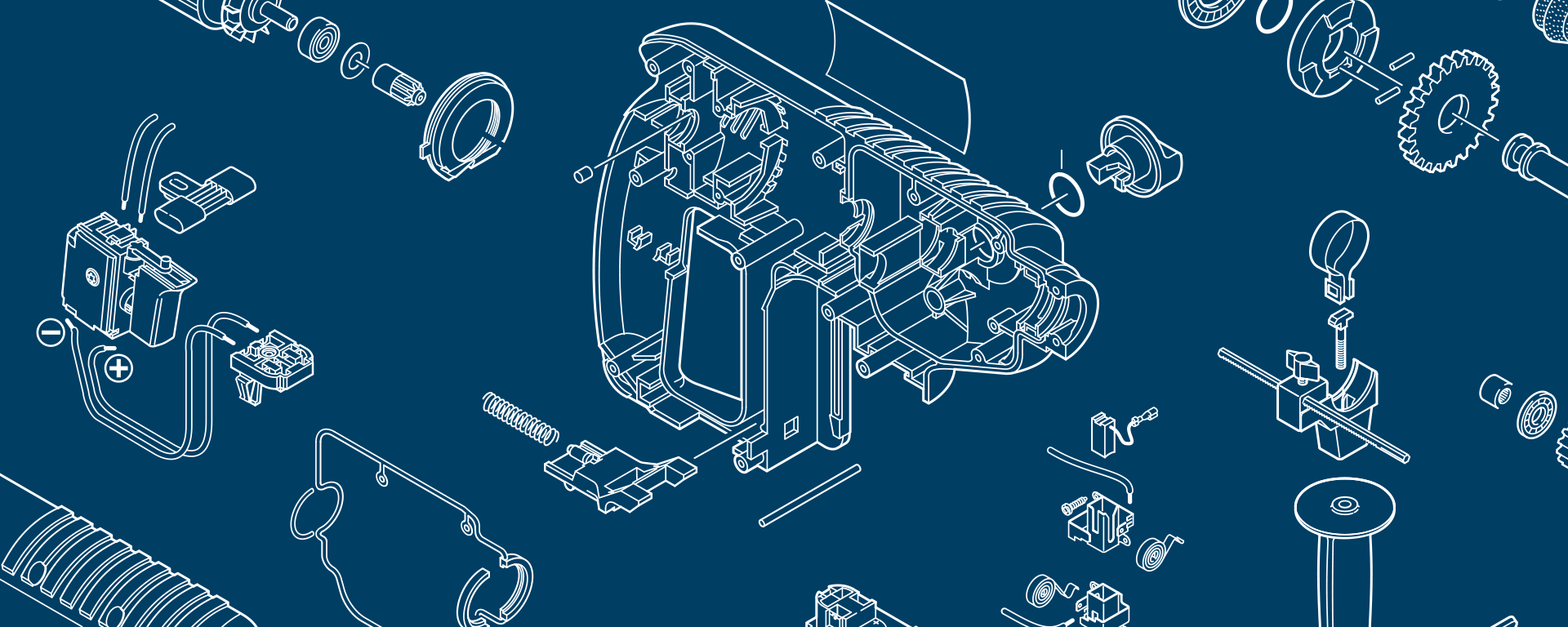 Technical drawing of Bosch tool parts on a blue background.