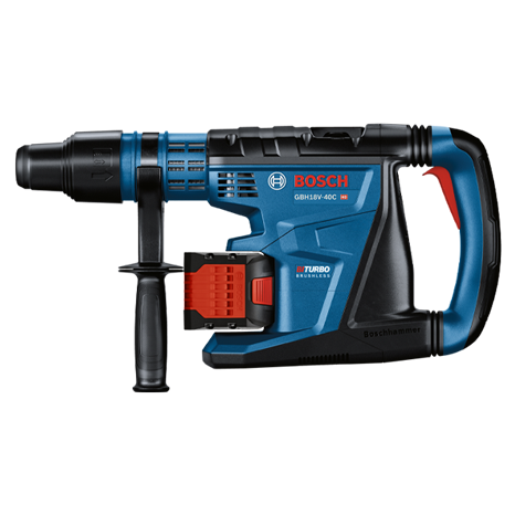 Bosch Professional GBH 18V-40C rotary hammer in blue on a white background.