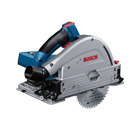 A Bosch Professional circular saw in silver and blue on a light background.