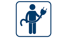 Symbol of a man holding a power plug.